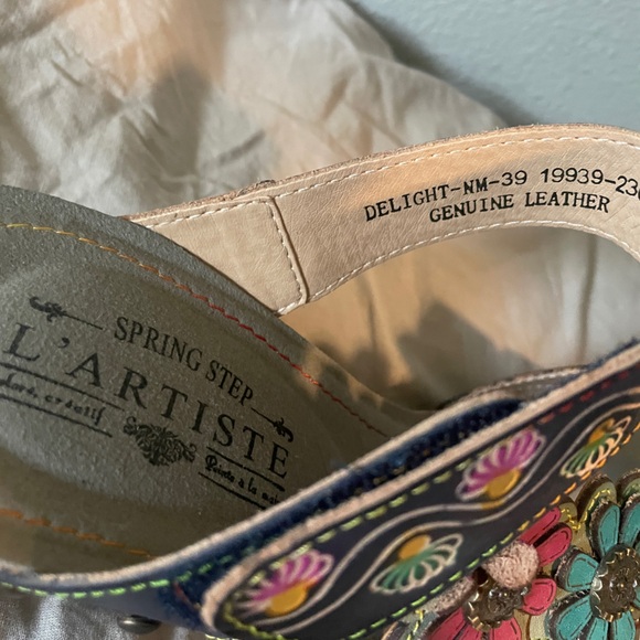 L'Artiste Spring Step Multicolor Floral Learyer Platform Wedges Sandals Wornonce - Picture 5 of 10